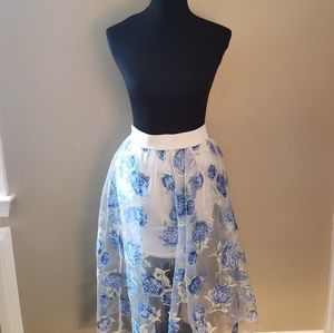 Blue and White Floral Skirt